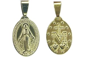 VERA MENTIS Médaille Miraculeuse Pendentif Vierge Marie en Acier Inoxydable Doré ou Argenté – Chaîne Offerte – Foi, Protection & Dévotion – Bijou Religieux Femme Homme