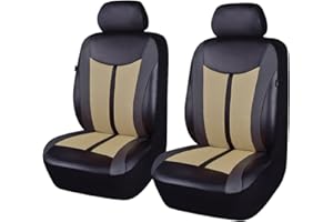 Flying Banner Car Seat Covers 6 PCS Front Seats Leather Splicing Mesh Breathable Cover Black with Beige Color