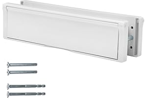 Keypak 10" (27cm) Door Letter Box - Adjustable Letterbox for UPVC Composite Timber Doors (White, 40-80mm)