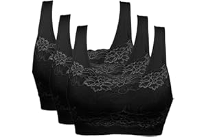 Vertvie Womens Strech Ohne Buegel Push up Yoga Sports BH Bra Top Set Fuer Fitnesstraining Polsterung 3er Pack