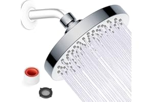 JINYOMFLY Cabezal Ducha Alta Presion, 15CM Alcachofa de Ducha Exterior, Alcachofa para Ducha de Jardin, Alcachofa Fijas de Ducha con Boquilla de Silicona Autolimpiante