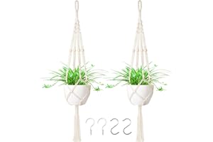 ‎LOOGI LOOGI Makramee Blumenampel Baumwollseil Hängeampel, 2er Set Blumentopf Hängend Boho Deko Hängepflanze Hängetopf Pflanzen Halter für Innen Außen Decken Balkone Wanddekoration