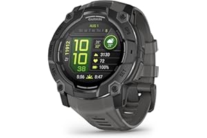 Garmin Instinct 3, 50mm AMOLED GPS Smartwatch, Black Bezel/Charcoal Band