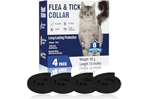 YFCACT Collare Antiparassitario per Gatti 4 Pezzi Nero Collare Antipulci Gatto Impermeabile Regolabile, Collare Gatto Antiparassitario Protezione Efficace 8 Mesi, Collari Antiparassitari per Gatti