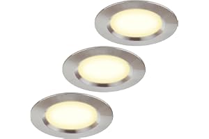 HCFEI Set med 3 Möbelinfällda Lampor 12 V Ultra Platt 3 W LED Infälld Spotlight 55 mm Hålutföring med 2 m Kabel IP44 Takspotl