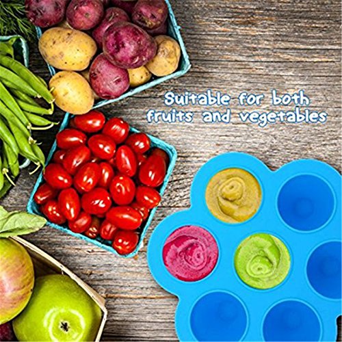 VWH Einfrieren Babybrei, Babynahrung Aufbewahrung / Food Storage / Eismaschine / Gefrierschrank Behälter-Behälter mit Silikon Clip, hausgemachte Babynahrung Silikon Gefrierschrank Lagercontainer Tray - 5