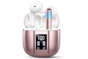 RENIMER Bluetooth Kopfhörer, Kopfhörer Kabellos 5.3, , IP7 Wasserdicht In-ear Ohrhörer mit Mikrofon, 48H Immersiver Deep Bass Earbud, Digitale LED-Anzeige Headset(Roségold)