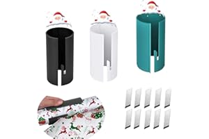 Konxi Geschenkpapier Schneider, 3 Stück Geschenkpapier Schneider für Rollen Geschenkpapier Cutter für Weihnachten Geburtstag mit 10 Eingebetteten Ersatzteilen