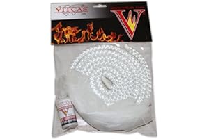 VITCAS 10mm White Stove Rope Seal + Glue (KIT) - High Temperature Rope Adhesive- Sealing- Gasketing- Fire Rope- Thermal Rope with Protective Gloves