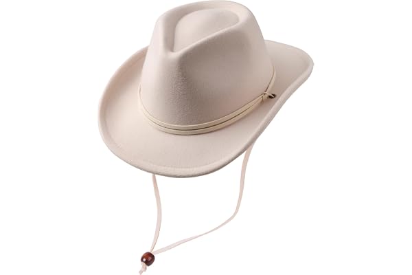 DRESHOW Cowboy Cowgirl Hatt för Pojkar och Flickor Klassisk Westernfilt Fedora Bältesspänne Retro Panama Hattar med vindsnodd Unisex Upprullade Kepsar för Barn 3-8 År