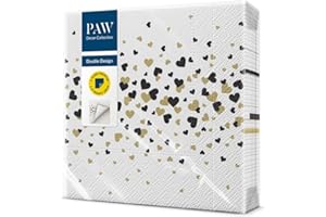 PAW - Tovaglioli di Carta Colorati (33 x 33 cm) I 20 Pezzi I Tovaglioli Compleanno Stampato su Entrambi i Lati I Tovaglioli Carta - Coriandoli, Punti, Oro I Hearts Confetti Fell (gold)