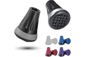 Rehand Puntas de bastón, punta todo terreno de 3/4 pulgadas para bastón y muleta, almohadilla de goma de repuesto de 3/4 pulgadas, puntas de bastón de 0.75 pulgadas resistentes, puntas de bastón para