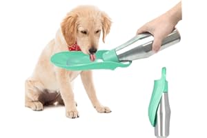 ZoneYan Bottiglia di acqua per cani, 750 ml, 27 oz – Dispenser di acqua portatile da viaggio in acciaio inossidabile, borraccia anti-perdite (verde chiaro)
