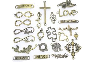 HERZWILD Connettore Per Bracciali 50 Pezzi Ciondoli Misti Connettore Connettori Gioielli per Artigianato Per Collana Fai Da Te Accessori Per Bracciali (Bronzo)