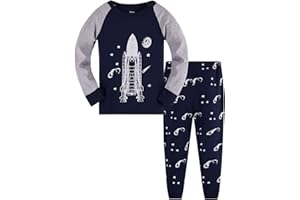 COLOBE Pijamas Niño Cohete Astronauta Tiburón Animales Algodon Ropa a Juego Conjunto Edad 1-12 Años