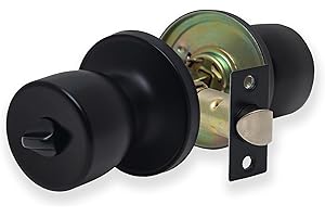 XFORT Tulip Privacy Knob – Poignée à Condamnation pour Portes Intérieures en Bois – Bouton Poignée de Porte pour Salle de bain, WC et Toilettes – Finition Noir Mat– Kit Complet