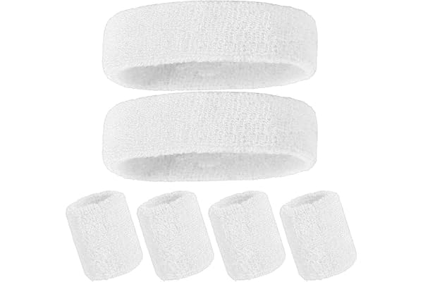6 st sportsvettband set sport tävlingar svettband 2 pannband 4 armband andningsbara atletiska band för basket tennis kostymer cosplay