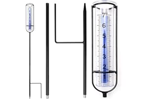 QAUM Rain Gauge for Outdoor, Freeze Proof Water Gauge for Rain Measure, Adjustable Height Plastic Rain Gauges with Stake Removable Accurate Raining Measuring Tool for Yard Garden Lawn, Easy to Read