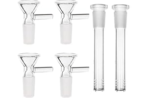 BAGUBDR 6Pcs Bong Bowl and Downstem Set, 14mm Bowl Piece with 4 Glass Pipes and 2 Downstems, Compatible with Water Bong and Oil Rig, Portable for Travel and Easy Cleaning