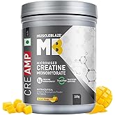 MuscleBlaze Micronised Creatine Monohydrate CreAMP Powder, Sunset Mango (80 Servings, 320g) | Trustified Certified Creatine