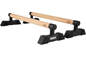 Gravity Fitness Paralletes, madera híbrida y gimnasia de acero inspiran barras para calistenia, equilibrio de manos, calidad comercial, pero adecuadas para el hogar