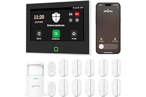 CPVAN GSM + WiFi Allarme Casa Senza Fili con 7” Touch Screen, Sistema di Sicurezza Domestica con Allarme APP/SMS/Telefonico, 110dB Host, Rilevatore di Movimento, Sensori Porta/Finestra, Telecomandi