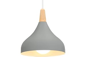 iDEGU Żyrandol Wiszący Retro Lampa Wisząca Nowoczesny Styl Kropla Kapelusz sufitowy E27 Metalowa lampa wisząca do sypialni, jadalni, kuchni, Ø 20 cm (szary 1 opakowanie)
