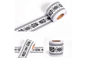 DOSTEAR BordüRe Selbstklebend Kinderzimmer Tapeten Wohnzimmer Wanddeko Badezimmer 3d Fliesenaufkleber Wandleisten Schwarzes Muster 12 X 500cm