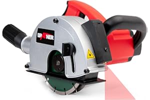 Grafner Mauernutfräse mit Laser, kraftvolle 1700 Watt mit 4000 U/min, incl. 2x Ø 150 mm Diamant-Trennscheiben, Staubabsaugung, Nutbreite 14-29mm, Nuttiefe 10-40mm, Mauerfräse Schlitzfräse