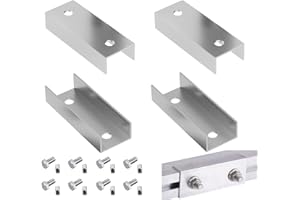 TAZZOR 4 Stück Solarpanel Schienenverbinder für 40x40mm Alu Profil C Profilverbinder Aluminiumlegierung Montageset für Solarmodule PV Photovoltaik Montageschiene, 43x30x120mm