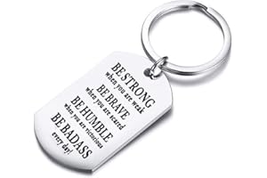 bobauna Be Strong Be Brave Be Humble Be Badass Dog Tag Inspirational Keychain Encouraging Gift
