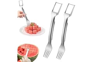 BAILONDA 2 in 1 affettatrici per meloni e angurie,Forchetta Taglia Frutta,forchetta anguria affettatrice taglierina,Coltello Anguria Multiuso In Acciaio Inox,Gadget da Cucina per Anguria (2 pezzo)