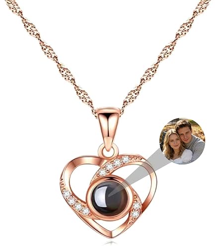 Collana con proiezione spaziale astronauta in argento PERIMADE • Gioielli in cento lingue • Ciondolo con foto commemorativa personalizzata • Regalo di coppia con stelle lunari - Italia