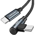 CableCreation 240W Usb C To Usb C Fast Charging Cord Right Angle,6Ft Braided Type C To C Charger Cord For iPhone 15,Macbook Pro/Air,iPad Pro/Air/Mini,Galaxy S24/S23/S22+,Compatible 140W/100W/60W,Black