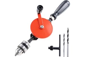 HSEAMALL Hand Drill - Manual Crank, 3/8 Inch (1.5-10mm) Capacity, Double Pinion Chuck, For Wood, Plastic, Acrylic, Circuit Board Punching