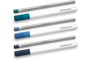 LifeStraw Sip 3-Pack, Reusable Stainless Steel Water Filter Drinking Straw with 3 Carry Cases, Removes Microplastics, Bacteria and Parasites for Travel and Everyday Use