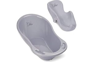 BabyKajo Vaschetta per Bagnetto Neonati e Bimbi Integrata con Termometro, Seggiolino da Bagno e Tubo Flessibile di Drenaggio dell'Acqua - Supporto Antiscivolo - Tüv Testato