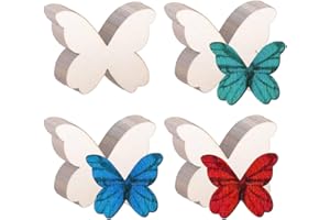 SIMUER Holzschmetterlinge Blank Holz Schmetterling Scheiben,50 Stücke Mini Schmetterling Verschönerungen für Hochzeit Handwerk Making DIY, 80mm