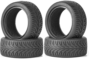 KINGCOO 1/10 RC pneumatici per auto su strada, 4 pezzi RC auto in gomma con inserti in gommapiuma, pneumatici per 1:10 RC On Road Runflating Touring Racing Car per Tamiya HSP HPI Kyosho (H)