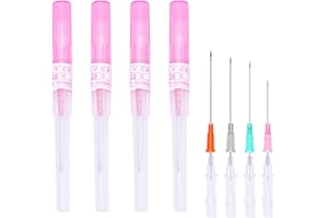 NIUSIMAN 4PCS Mixed Catheter Piercing Needles,14G 16G 18G 20G Piercing Needle Disposable Stainless Steel Ear Piercing Needle for Belly Navel Lip Eyebrow Nose Sterile Piercing Needles (Each 1PCS)