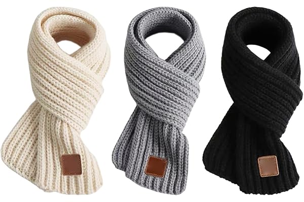 FDGGT 3-pack halsdukar för barn, stickad halsduk, varm halsduk för barn, vindtät halsduk, vinterhalsduk