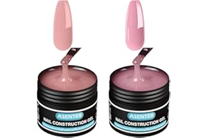 ASENTER Gel Builder de Construction Base Extension Renforcement Gels et résines pour faux ongles Facile à Poser (Nude&Light Pink)