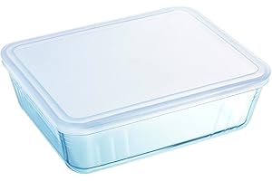Pyrex 242P000 Cook & Freeze prostokątne naczynie z plastikową pokrywką, szkło, 1,5 litra