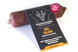 ‎WILDHÜTERS WILDHÜTERS | Reh-Salami aus 100% Wildfleisch und -speck | traditionell handgemacht, über Buchenholz kalt geräuchert, naturbelassen | 150g