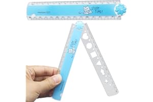 TAOSHENG 30-CM Foldable Plastic Ruler, Cute Folding Geometric Stationary Straight Study Ruler for Students Kids Children Teens School Office Home Use, Blue 1 Pack