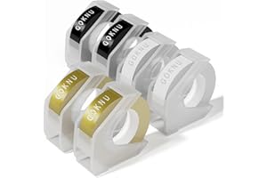 GOKNU 6 x Ruban de Marquage 3D Compatible pour Dymo 3/8" Étiquettes, Compatible pour Dymo Omega Junior Étiquettes, Noir Or Transparent