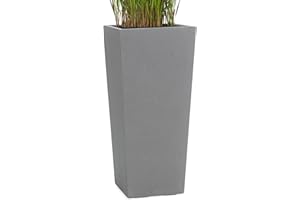‎PFLANZWERK Pflanzwerk® Pflanzkübel Bodenvase Fiberglas Conic GRAU 50x23x23cm *Frostbeständige Blumenkübel* *Deutsche Premiumqualität* *Lotus-Effekt Imprägnierung*