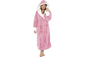 Badponcho för damer, långärmad med huva, lång dampyjamas för vintern, morgonrock av plysch, varm badrock med bä i stora st