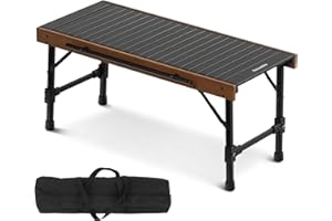 WINDHIKE Naturehike Stół kempingowy IGT, składany, lekki, stop aluminium + drewno, przenośny stół dla 4-6 osób z torbą do przenoszenia na zewnątrz, składany kwadratowy stół, grill na podwórku piknikowym