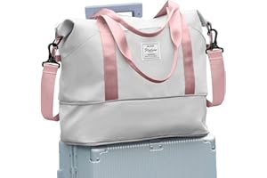 SZLX Travel Duffel Bag Weekend Bag with Trolley Sleeve, Dry & Wet Seperated Sports Gym Bag Waterproof Bag Carry On Bag for Women Men Weekender Tote Bag Hospital Bag Cabin Bag